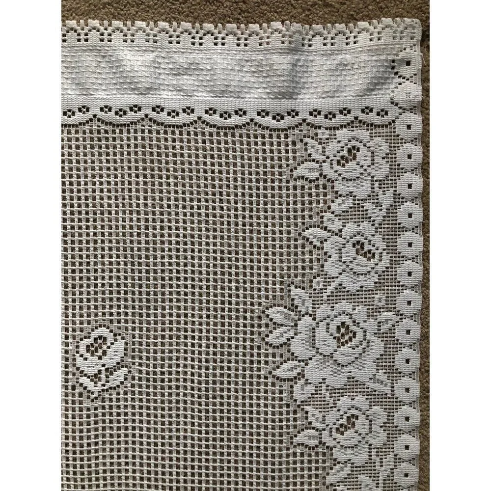 Vintage Lace Window Curtain Panel White Floral Cottage